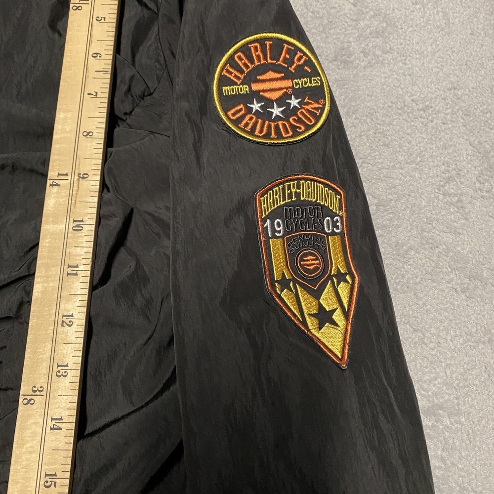 Harley Davidson Jacket Womens XL Black Windbreaker Full Zip Patches Motorcycle - Picture 5 of 7
